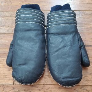 Grandoe Vintage Navy Leather Mittens